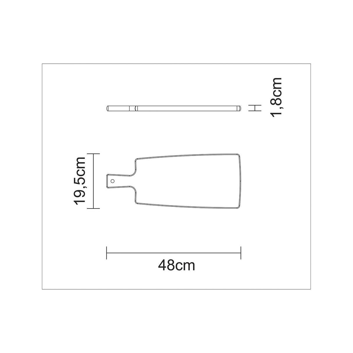 FSC duoninė lenta 48x19,5 cm su rankena, tikmedžio
