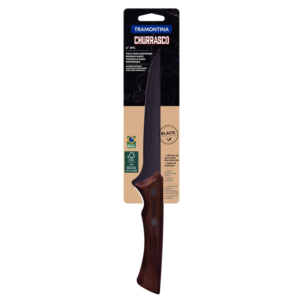 6'' BONING KNIFE CHURRASCO BLACK 6"