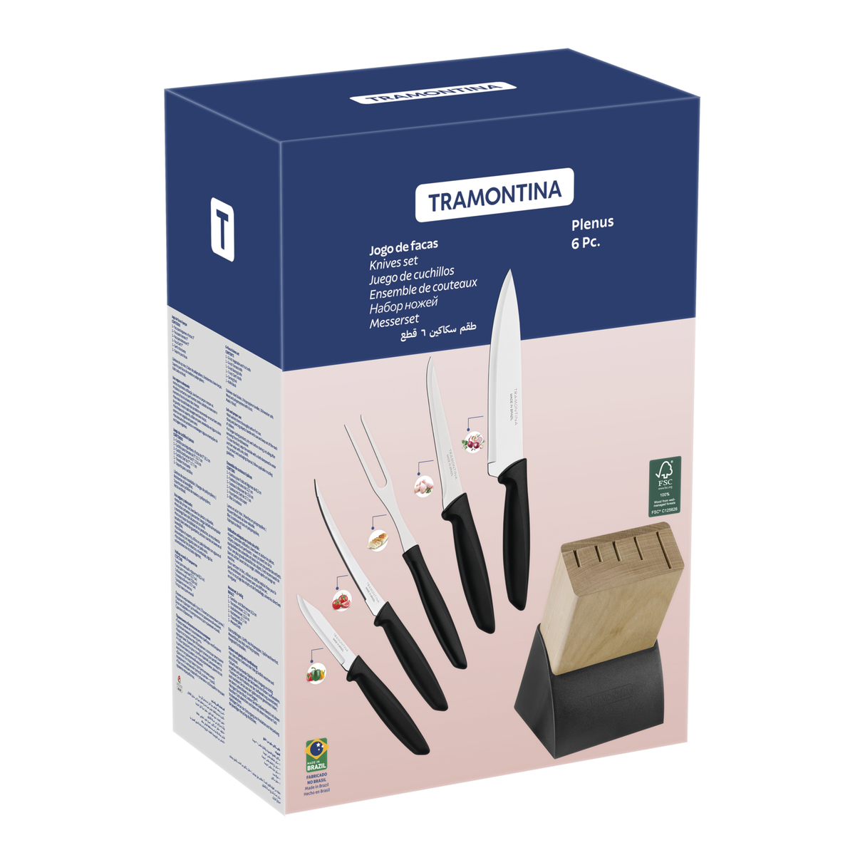 6-osaline noakomplekt puidust alusega Plenus, must