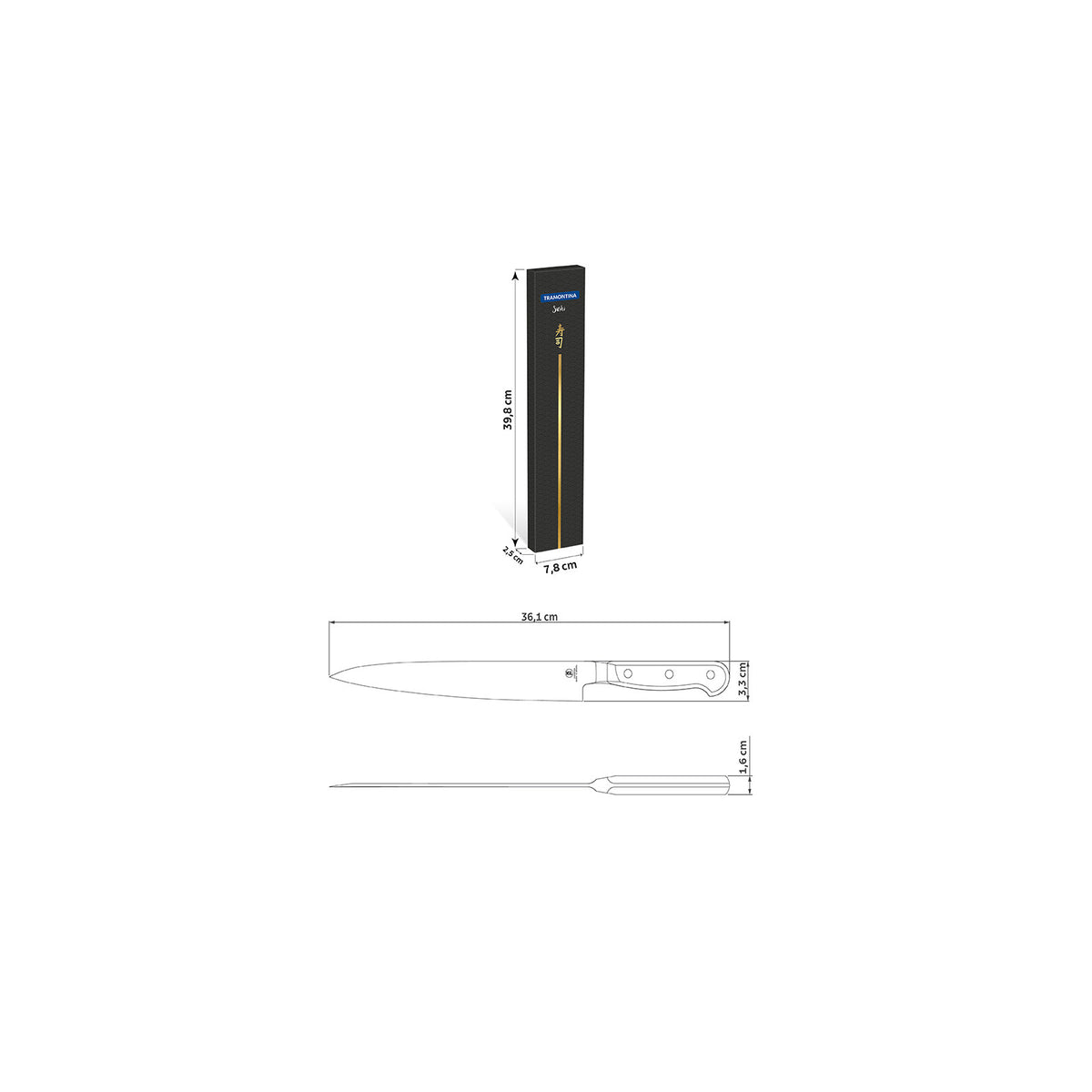 SUSHI YANAGIBA 9'' KNIFE black