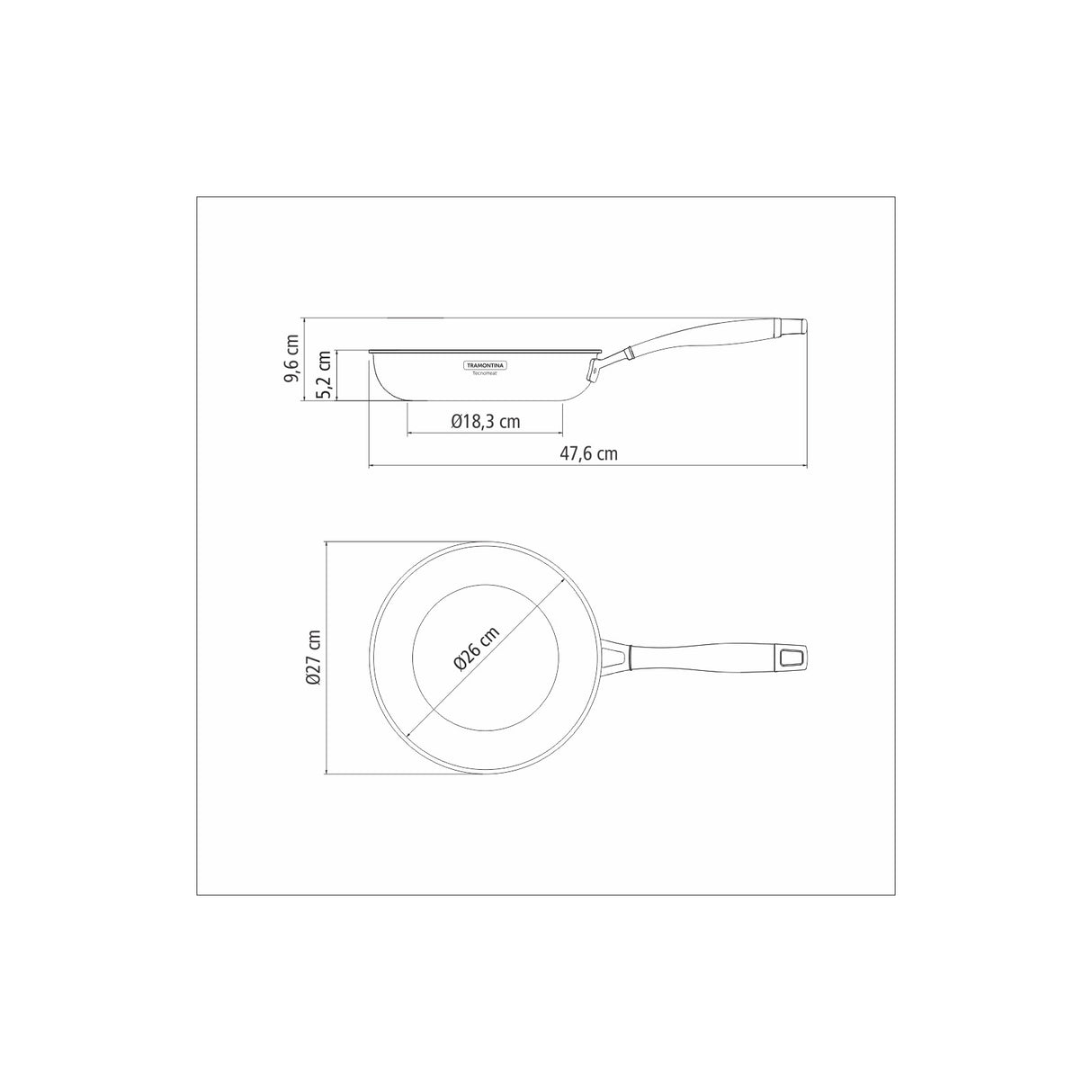 GRANO, 30 cm skersmens nerūdijančio plieno keptuvė su trijų sluoksnių korpusu ir ilga rankena