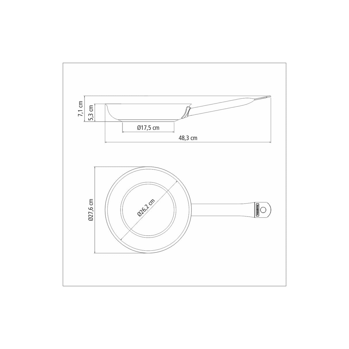 „Tramontina Professional“ negili nerūdijančio plieno keptuvė su ilga rankena ir trijų sluoksnių dugnu
