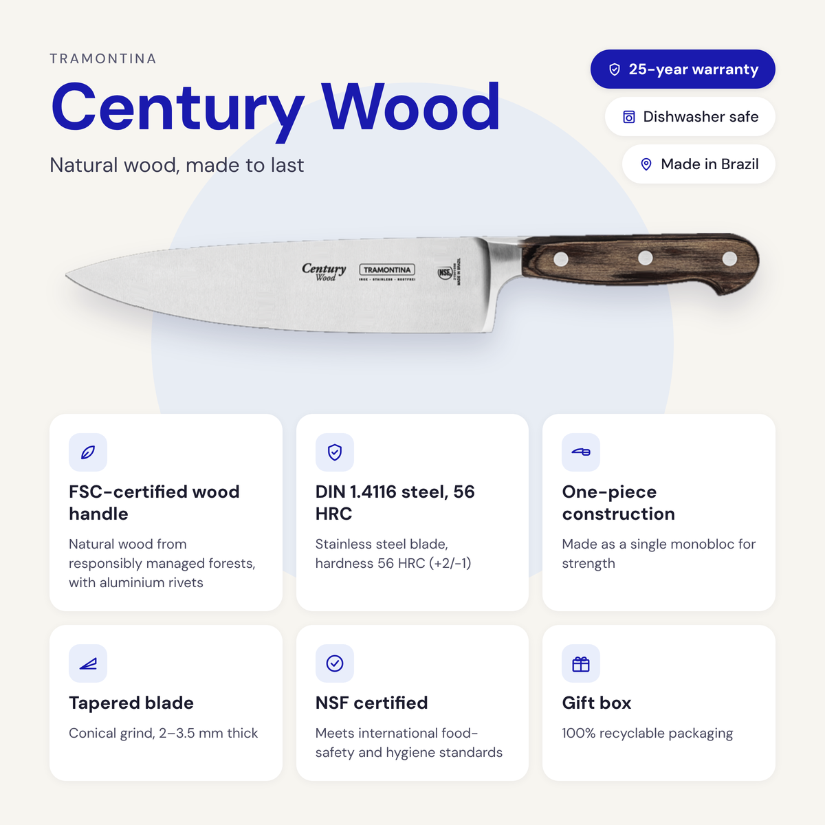 CENTURY WOOD 6'' utility knife