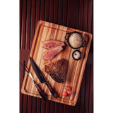 Barbecue Board With Handle & Groove in FSC teak wood with mineral oil finish 40x30 cm