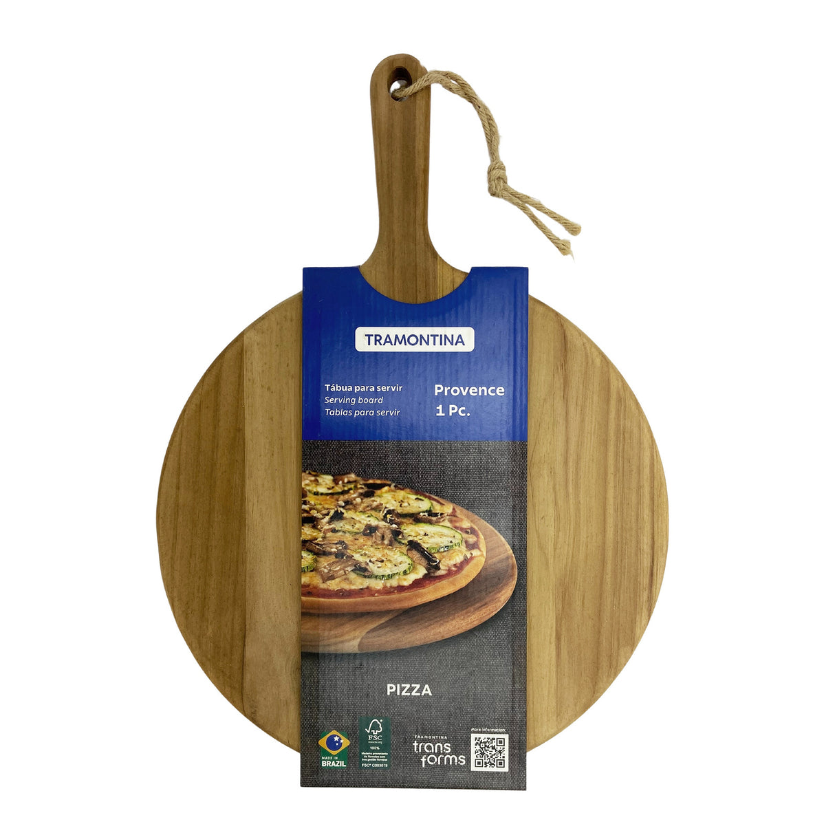 Provence Round Pizza Board in FSC Teak Wood measuring