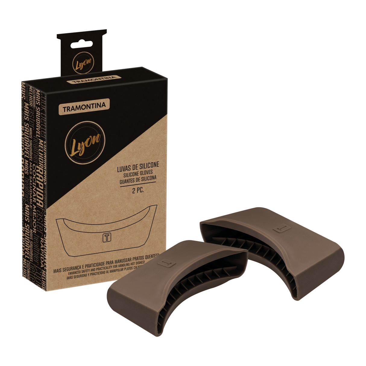 2PCS SILICONE OVEN MITTS LYON CAPPUCINO