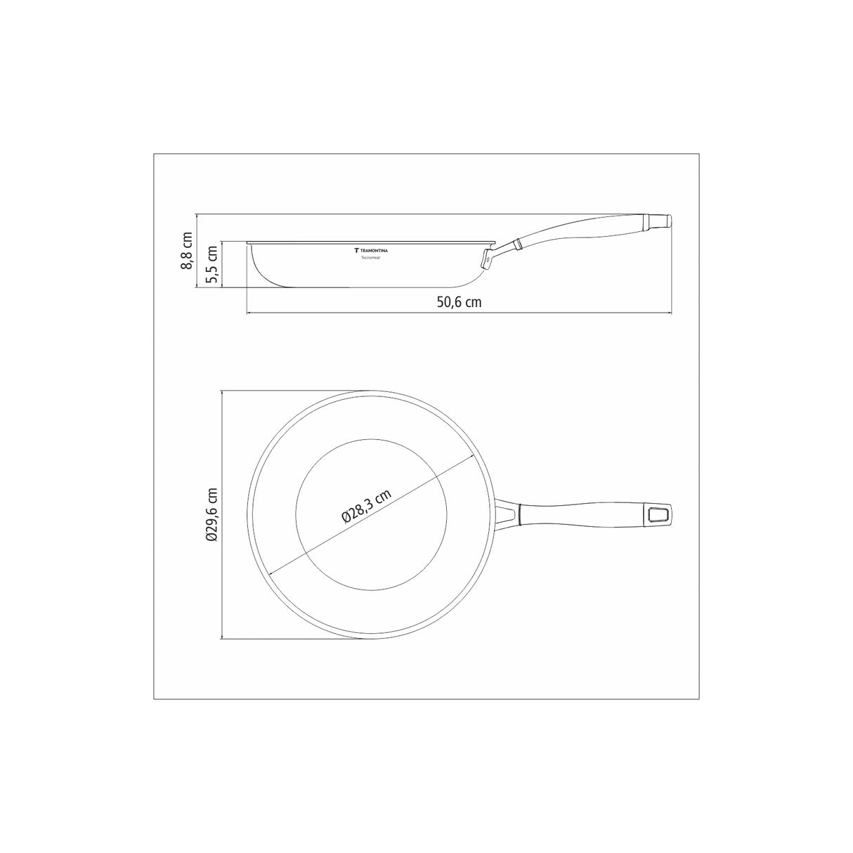 GRANO stainless steel frying pan with tri-ply body and long handle