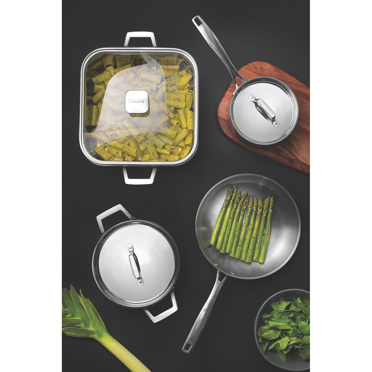 GRANO, 26 cm stainless steel frying pan with tri-ply body and long handle