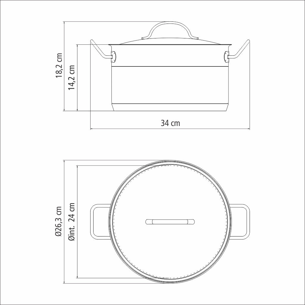 Professional, 24 cm 6.1 L stainless steel deep casserole