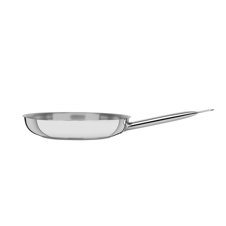 Tramontina Professional shallow stainless steel frying pan with long handle and tri-ply base, 26 cm, 30cm